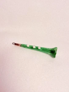 Vintage handbemalter grüner Horn Glas Christbaumschmuck Germany 4,5" - Bild 1 von 8