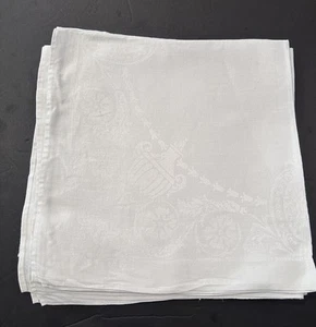 Vintage 4 Irish Double Damask Urns Swags White Linen Dinner White Napkins 22” - Picture 1 of 5