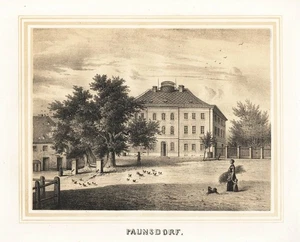 Rittergut Paunsdorf Leipzig Sachsen Lithographie Poenicke 1860 - Bild 1 von 1