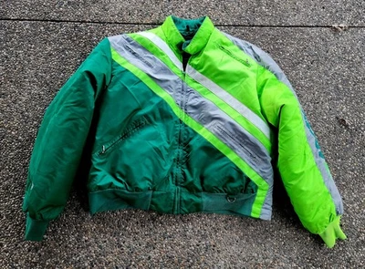 Jaqueta de snowmobile vintage masculina Arctic Cat Coat tamanho GG anos 90 verde neon - Imagem 1 de 4