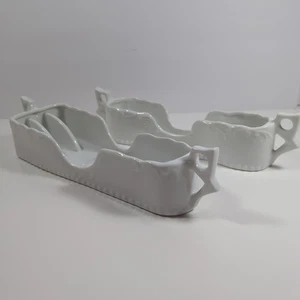 2 Vintage Maryland Porzellan Tischplatte Porzellan Silberbesteck Halter Löffel Gabeln Messer - Bild 1 von 18