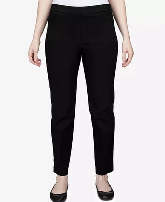Alfred Dunner Petite Womens Pant Black Pull On Tummy Control Straight Leg 8P NWT - Image 1 of 4
