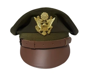 WW2 US Army Aircorps Military Officers Pilots OD Visor Crusher Hat Cap - Picture 1 of 4