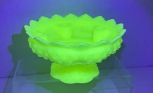 Vintage Fenton Pudding Uran Vaseline Schuhnagel 6 Kerzen Blume Tisch Herzstück - Bild 1 von 18