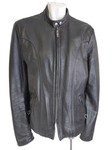 BROOKS 40 Jacket Vintage Cafe Racer Leather Motorcycle Black USA 1980s Mens - Picture 1 of 10
