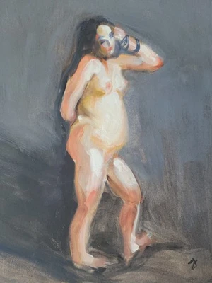 J M Johnson - Figura femenina abstracta expresiva contemporánea original gouache Foto 1 de 4