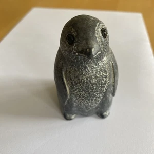 Vintage Carved Black Soapstone Penguin Wolf Original - Picture 1 of 5