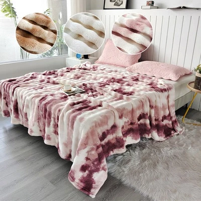 Manta suave de piel de conejo sintética para sofá manta reversible gruesa cálida de felpa Foto 1 de 4