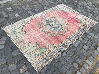 Bohemian Area Rug Handmade Wool Rug Turkish Vintage Traditional Rug 4,3 x 6,6 ft - Image 1 of 4
