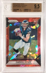2016 Panini Prizm NFL Football #218 Carson Wentz Red Crystals Prizm RC BGS 9.5 - Bild 1 von 5