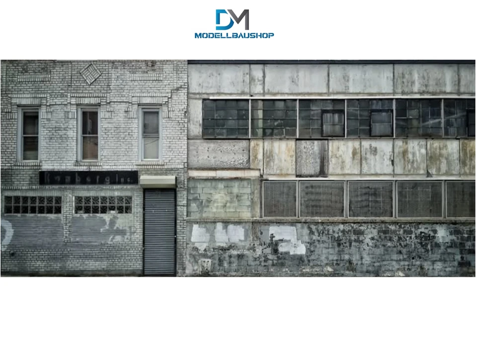 DM-MODELLBAUSHOP Decal Diorama Lagerhalle Alt 1:43 Industrie selbstklebend