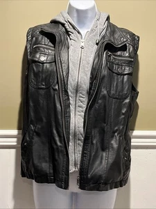 ROYALTY FOR ME SCHWARZE KUNSTLEDER Weste KUNSTFELLFUTTER Gr. M Biker Style - Bild 1 von 10