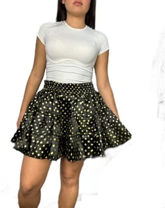 Boho Cintura Elástica Brillante Dorado Polka Falda Mujer Trending Verano Faldas - Imagen 1 de 3