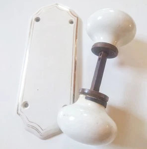 Victorian White Ceramic Door Handle And Finger Plate - Picture 1 of 8