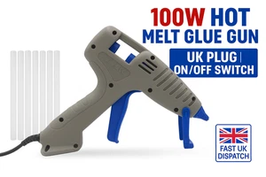 100W Professionelle Heißschmelzklebepistole 10X Klebestäfte 11X220mm Sicherung UK Stecker EIN/OF - Bild 1 von 10