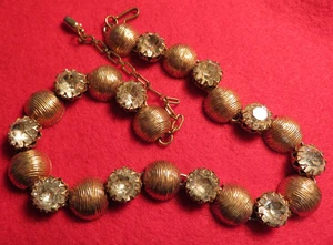 Vintage Kramer Klar Strass Goldfarben Chocker Krappen Set Retro Hochzeit - Bild 1 von 18