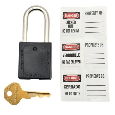 Master Lock 410KABLK Safety Lockout Padlock Black - Image 1 of 4