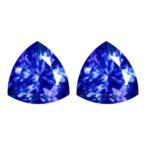 1.20 Ct   [2Pcs Pair] Impressive Trillion 6 x 6.5 MM Purplish Blue Tanzanite - Picture 1 of 5