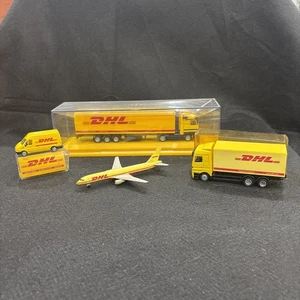 DHL Semi Truck, 2-Delivery Vans And Airplane Lot Of 4. 1:64 Scale - Picture 1 of 5