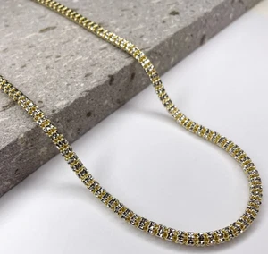 10k Two Tone Gold 20" 3.8MM Sparkle Ice Link Chain Necklace Iced Rope 18 Grams - Picture 1 of 12