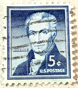Francobolli James Monroe 5 centesimi [raro-blu] - Foto 1 di 4