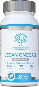 Vegan Omega 3 - Full Spectrum DHA, EPA & DPA - 90 Softgels of Life’S Omega Algal - Picture 1 of 5