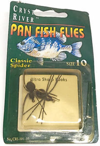 vtg Crystal Rivers Pan Fish Flies Classic Spider Size 10 NEW