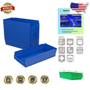 Versatile 12-Pack of Heavy Duty Plastic Shelf Bins, Perfect for Garage & Closet - Picture 1 of 12