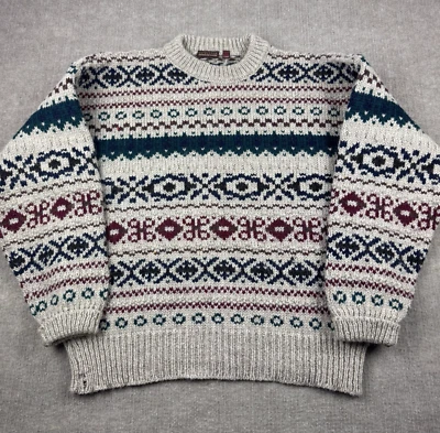 Suéter De Colección Nordstrom XL Lana Pura Isla Feria Pescador Remero Abuelo Aran Foto 1 de 4