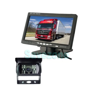12V-24V Caméra de recul IR LED CCD Arrière vision nocturne+ 7" Ecran TFT LCD 10m - Imagen 1 de 10