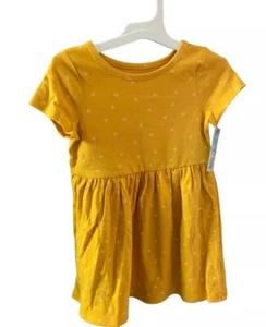 Cat & Jack Heart Printed Knit Dress Short Sleeve 3T Girls Toddler MUSTARD NWT - Picture 1 of 12