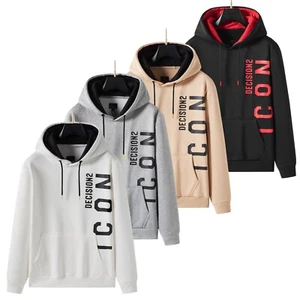 Men's Pullover ICON2 Hoodie with Premium Texture Long Sleeve Design Sweatshirt - Picture 1 of 17