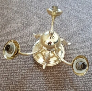 Vintage BHS Brass Coloured 3 Arm Chandelier Light Fitting - Picture 1 of 2