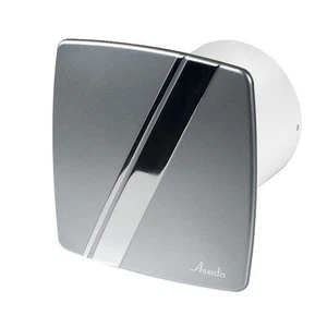 Bathroom Extractor Fan 100mm with Timer and Humidity Sensor Silver Chrome Panel - Picture 1 of 2