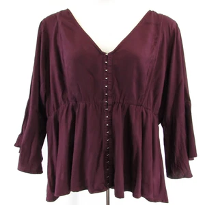 Muñeca bebé tórrida púrpura top talla 3 gancho y ojo 3/4 mangas campana cuello en V 3X 22 Plus - Imagen 1 de 10