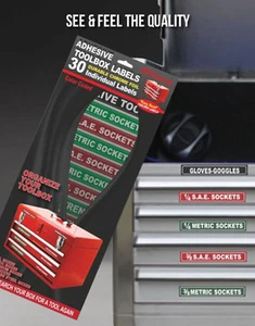 PAQUETE DE 2 ETIQUETAS CAJA DE HERRAMIENTAS pela y palo organizar todas las cajas de herramientas, caja de almacenamiento - Imagen 1 de 11