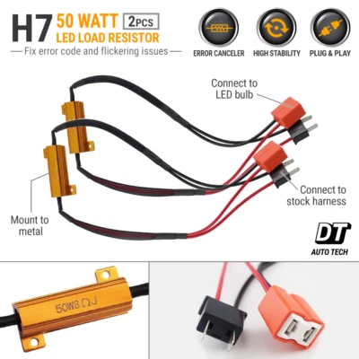 H7 LED DRL Fog Light Canbus 50W 6Ohm Load Resistor Wiring Canceller Decoder - Image 1 of 3