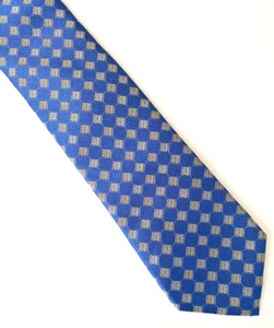 BG&C Blue Checkered Floral 100% Silk Neck Tie Necktie USA Made 3.25" 58" - Picture 1 of 4