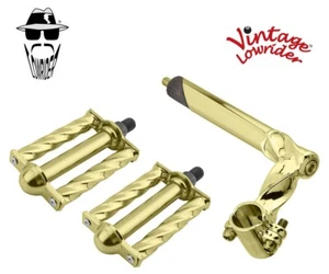 Vintage Lowrider Twisted 22.2 Stem & Square Twisted 1/2 Pedals Gold - Picture 1 of 1