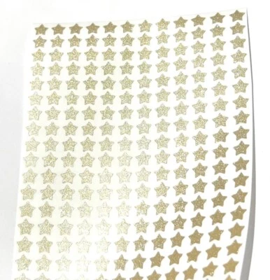 Gold Glitter Star Sticker Sheet! - 1/4" to 3 inch - Cute & Sparkly!