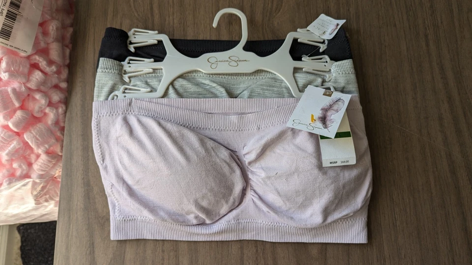 Новый с Ярлыками JESSICA SIMPSON набор из 3 бюстгальтеров Bandeau без бретелек размер L $64 - Изображение 1 из 1