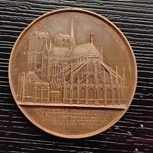 1855 Notre-Dame Kathedrale de Paris Bronzemedaille - Bild 1 von 5