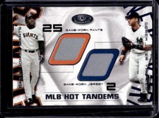 2002 Fleer Hot Prospects Barry Bonds Derek Jeter Game Used Jersey Pants #37/100