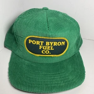 Vintage PORT BYRON FUEL CO NEW YORK Corduroy Patch Snapback Hat Cap Oil Green - Picture 1 of 12