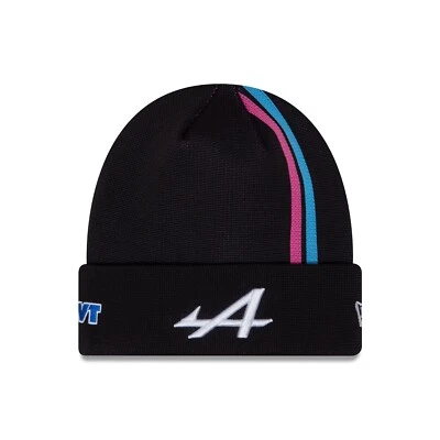 Alpine F1 Team Officia Team Esteban Ocon Cuff Beanie Hat Striped Kids Youth 2024 - Image 1 of 2