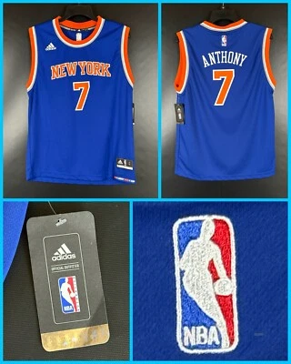 New Kids CARMELO ANTHONY #7 New York Knicks Blue Youth Adidas Jersey - Large - Image 1 of 4