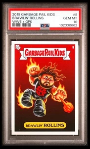 2019 GPK x WWE #9 brawlin’ rollins rc; garbage pail kids rookie PSA 10 - Picture 1 of 2