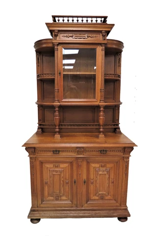 Antique French Breton Tiger Oak Beveled Glass Buffet Circa 1880 Cover