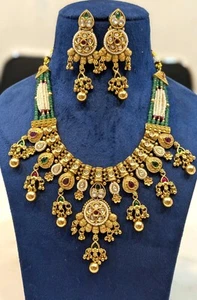 18 K Gold plated Wedding Necklace Indian Fashion Necklace Party Wear Necklace - Picture 1 of 3