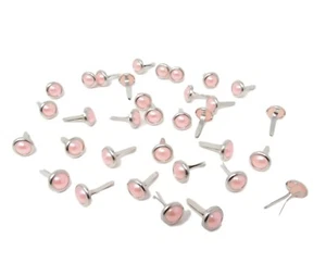 BREDS PER ARTIGIANATO E SCRAPBOOKING BRADS ROTONDI ROSA PALLIDO PERLE 8MM x 12MM CIRCA 50 - Foto 1 di 2